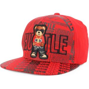 imageTrendy Apparel Shop Bear Embroidered Flat Bill Snapback CapRed Red 4