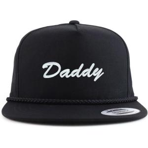 imageTrendy Apparel Shop Daddy Embroidered 5 Panel Flatbill Braid Snapback Golf CapBlack