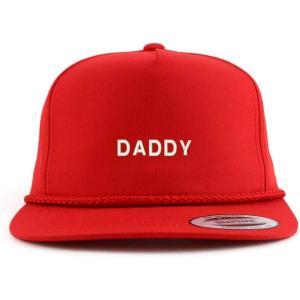 imageTrendy Apparel Shop Daddy Embroidered 5 Panel Flatbill Braid Snapback Golf CapRed