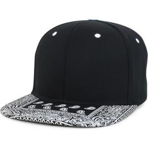 imageTrendy Apparel Shop Oversized XXL Paisley Printed Flat Bill Snapback CapBlack