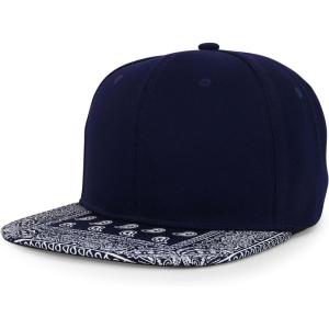 imageTrendy Apparel Shop Oversized XXL Paisley Printed Flat Bill Snapback CapNavy
