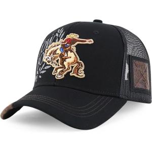 imageTrendy Apparel Shop Rodeo Horse Embroidered Mesh Back Baseball CapBlack Black