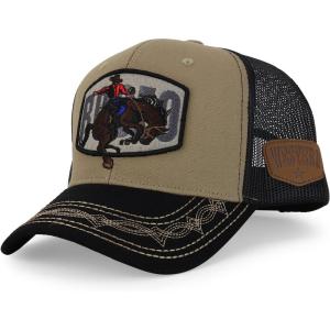 imageTrendy Apparel Shop Rodeo Horse Embroidered Mesh Back Baseball CapKhaki Black 3