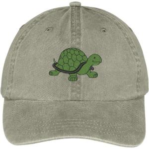 imageTrendy Apparel Shop Turtle Embroidered Pigment Dyed Washed Cotton Baseball CapKhaki