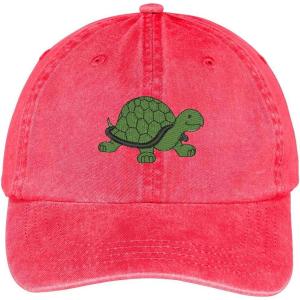 imageTrendy Apparel Shop Turtle Embroidered Pigment Dyed Washed Cotton Baseball CapRed