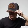 imageTrendy Apparel Shop Rodeo Leather Patch Trucker Snapback Ball CapRed Black
