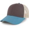 imageTrendy Apparel Shop 6 Panel Pigment TriColor Trucker Baseball CapSmoke Blue Grass Khaki
