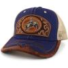 imageTrendy Apparel Shop Rodeo Leather Patch Trucker Snapback Ball CapNavy Khaki