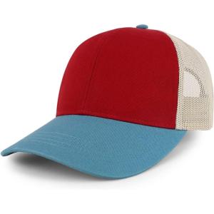 imageTrendy Apparel Shop 6 Panel Pigment TriColor Trucker Baseball CapChili Blue Grass Khaki