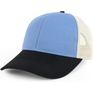 imageTrendy Apparel Shop 6 Panel Pigment TriColor Trucker Baseball CapIndigo Black Khaki