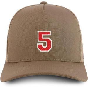 imageTrendy Apparel Shop Number 5 Varsity Font Embroidered 5 Panel Structured Snapback CapKhaki