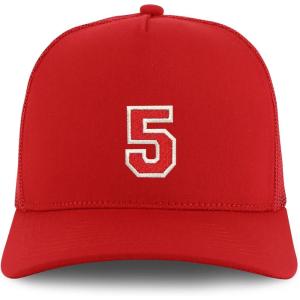 imageTrendy Apparel Shop Number 5 Varsity Font Embroidered 5 Panel Structured Snapback CapRed