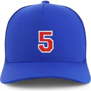 imageTrendy Apparel Shop Number 5 Varsity Font Embroidered 5 Panel Structured Snapback CapRoyal