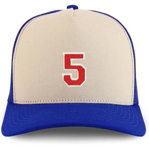 imageTrendy Apparel Shop Number 5 Varsity Font Embroidered 5 Panel Structured Snapback CapStone Royal