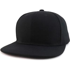 imageTrendy Apparel Shop Oversize 2XL Blank Plain Back Flatbill Snapback Baseball CapBlack