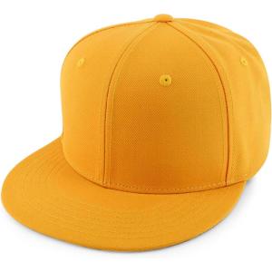 imageTrendy Apparel Shop Oversize XXL Plain Structured 6 Panel Flat Bill Fitted CapGold