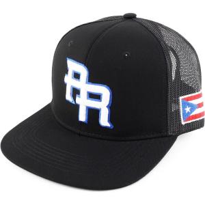 imageTrendy Apparel Shop PR 3D Embroidered Snapback Trucker Cap with Puerto Rico FlagBlack Black
