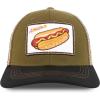 imageTrendy Apparel Shop Square Fast Food Embroidered Trucker Baseball CapHot Dog Olive Khaki