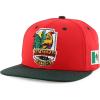 imageTrendy Apparel Shop Cities of Mexico with Rooster Embroidered Flatbill Snapback CapZacatecas Red Darkgreen