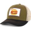 imageTrendy Apparel Shop Square Fast Food Embroidered Trucker Baseball CapHamburger Olive Khaki