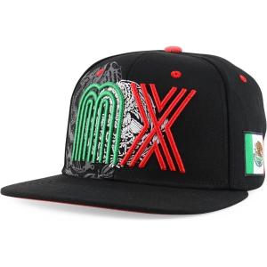 imageTrendy Apparel Shop 3D MX Embroidered Structured Flat Bill Snapback Baseball CapBlack