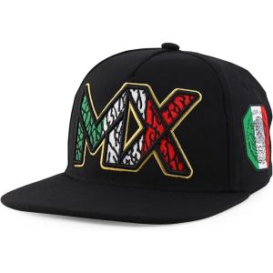 imageTrendy Apparel Shop 3D MX Embroidered Structured Flat Bill Snapback Baseball CapBlack Black