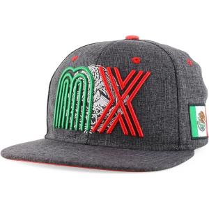 imageTrendy Apparel Shop 3D MX Embroidered Structured Flat Bill Snapback Baseball CapCharcoal