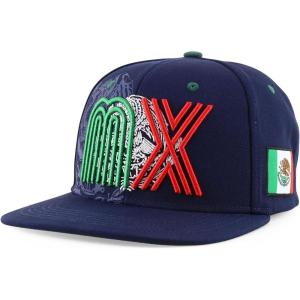 imageTrendy Apparel Shop 3D MX Embroidered Structured Flat Bill Snapback Baseball CapNavy