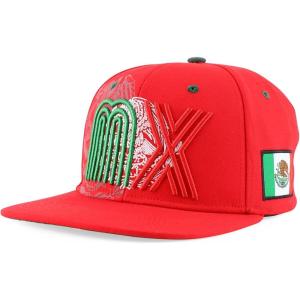 imageTrendy Apparel Shop 3D MX Embroidered Structured Flat Bill Snapback Baseball CapRed