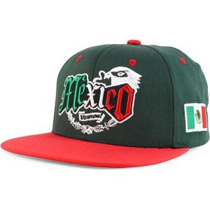 imageTrendy Apparel Shop 3D Mexico Embroidered Structured Flat Bill Snapback CapDarkgreen Red