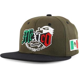 imageTrendy Apparel Shop 3D Mexico Embroidered Structured Flat Bill Snapback CapOlive Black
