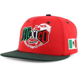 imageTrendy Apparel Shop 3D Mexico Embroidered Structured Flat Bill Snapback CapRed Darkgreen