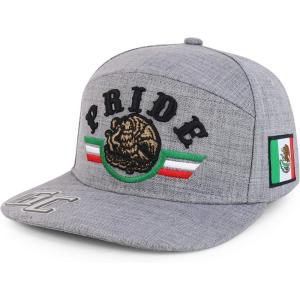 imageTrendy Apparel Shop 3D Mexico Pride Embroidered Flatbill Snapback CapHeather Grey