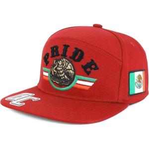 imageTrendy Apparel Shop 3D Mexico Pride Embroidered Flatbill Snapback CapRed
