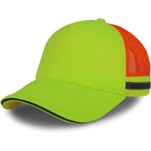 imageTrendy Apparel Shop 5 Panel Reflective Foam Front Safety Trucker CapNeon Yellow Neon Orange