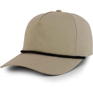 imageTrendy Apparel Shop 5 Panel Ripstop Cotton Snapback CapKhaki