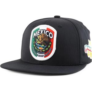 imageTrendy Apparel Shop 6 Panel Structured Mexico Eagle Flat Bill Snapback Baseball CapBlack Black