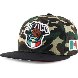 imageTrendy Apparel Shop 6 Panel Structured Mexico Eagle Flat Bill Snapback Baseball CapCamo Black 1