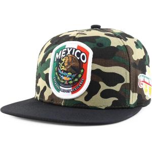 imageTrendy Apparel Shop 6 Panel Structured Mexico Eagle Flat Bill Snapback Baseball CapCamo Black