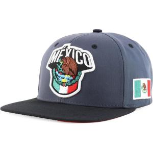 imageTrendy Apparel Shop 6 Panel Structured Mexico Eagle Flat Bill Snapback Baseball CapCharcoal Black 1