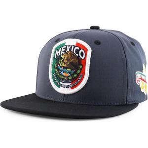 imageTrendy Apparel Shop 6 Panel Structured Mexico Eagle Flat Bill Snapback Baseball CapCharcoal Black