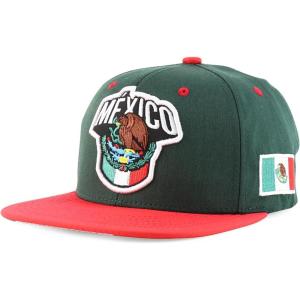 imageTrendy Apparel Shop 6 Panel Structured Mexico Eagle Flat Bill Snapback Baseball CapDarkgreen Red 1