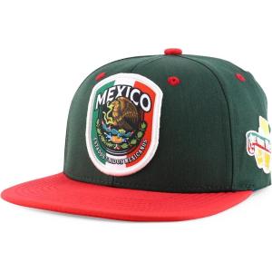 imageTrendy Apparel Shop 6 Panel Structured Mexico Eagle Flat Bill Snapback Baseball CapDarkgreen Red