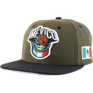 imageTrendy Apparel Shop 6 Panel Structured Mexico Eagle Flat Bill Snapback Baseball CapOlive Black 1