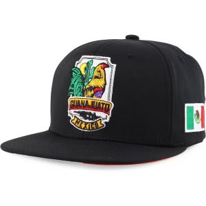 imageTrendy Apparel Shop Cities of Mexico with Rooster Embroidered Flatbill Snapback CapGuanajuato Black