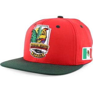 imageTrendy Apparel Shop Cities of Mexico with Rooster Embroidered Flatbill Snapback CapGuanajuato Red Darkgreen