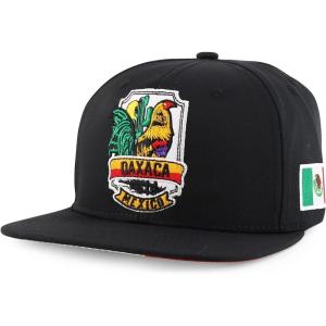 imageTrendy Apparel Shop Cities of Mexico with Rooster Embroidered Flatbill Snapback CapOaxaca Black