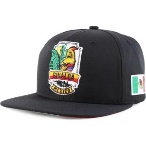 imageTrendy Apparel Shop Cities of Mexico with Rooster Embroidered Flatbill Snapback CapSinaloa Black