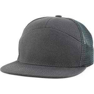 imageTrendy Apparel Shop Plain 7 Panel Structured Flat Bill Mesh Back Trucker CapDark Grey
