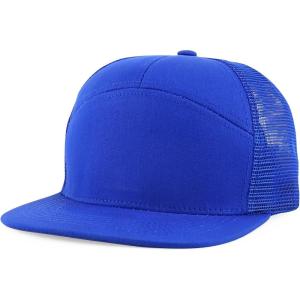 imageTrendy Apparel Shop Plain 7 Panel Structured Flat Bill Mesh Back Trucker CapRoyal